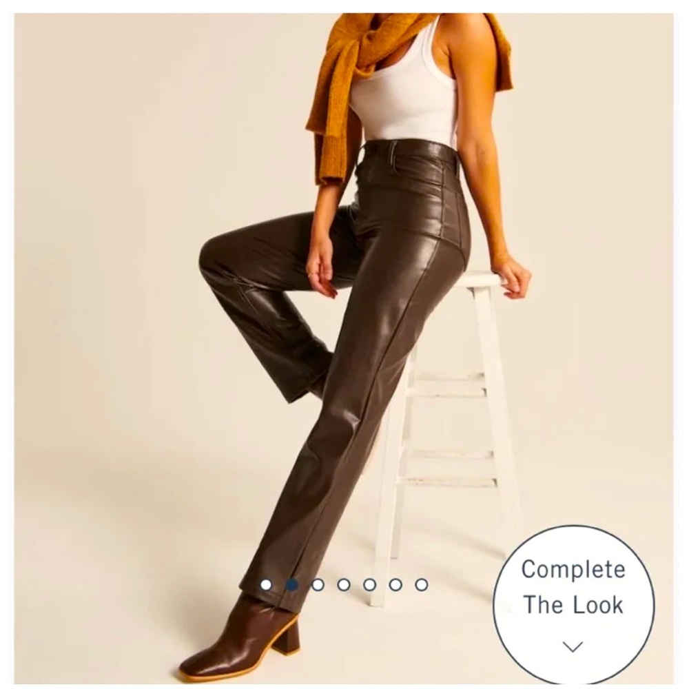 Abercrombie A&F Curve Love Vegan Leather 90s Straight Pant New